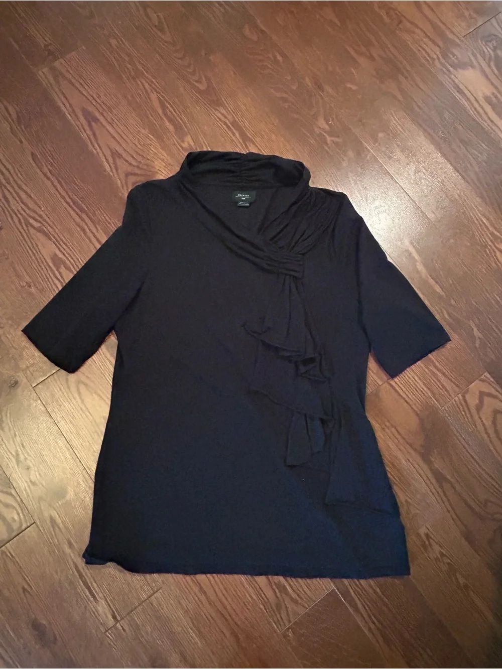 Anthropologie Deletta Black Top with ruffles!